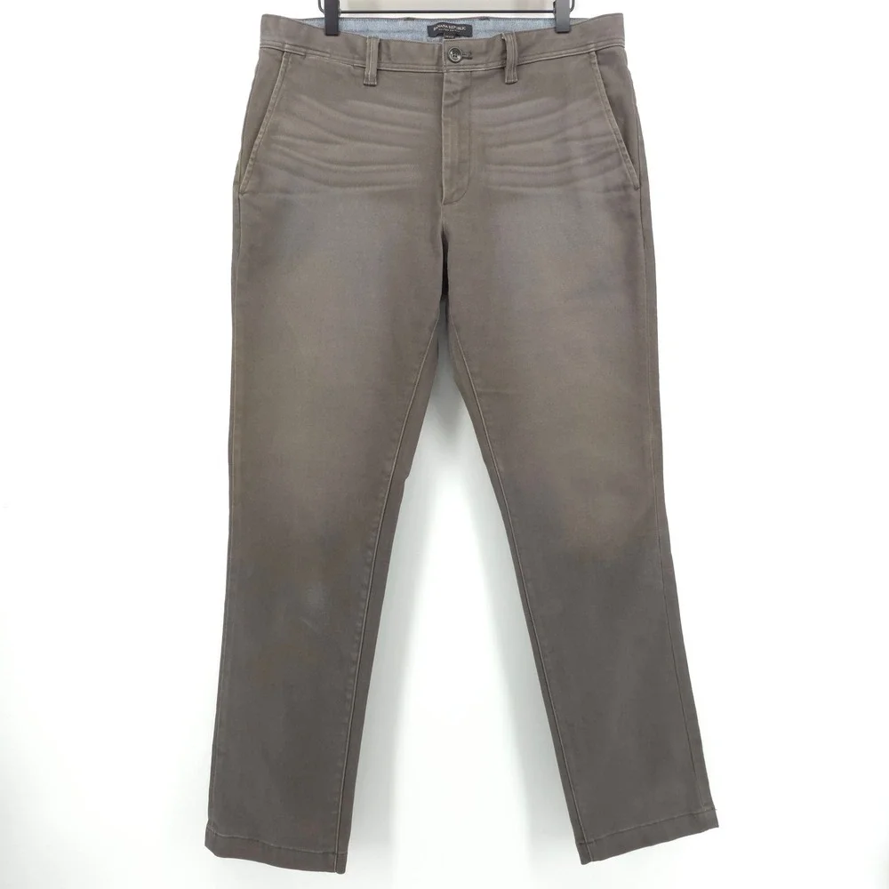 Banana Republic Men Pants Fulton Skinny 34x32 Brown Chino Casual Trousers